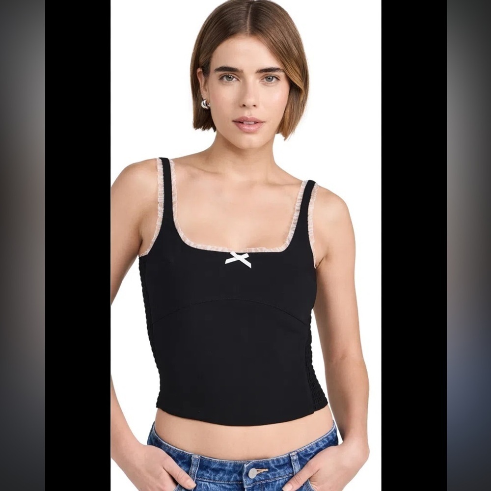 NWT Amanda Uprichard Valetta Top Black/Ivory